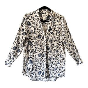 Rachel Zoe 100% Linen Button Down Shirt Size Small